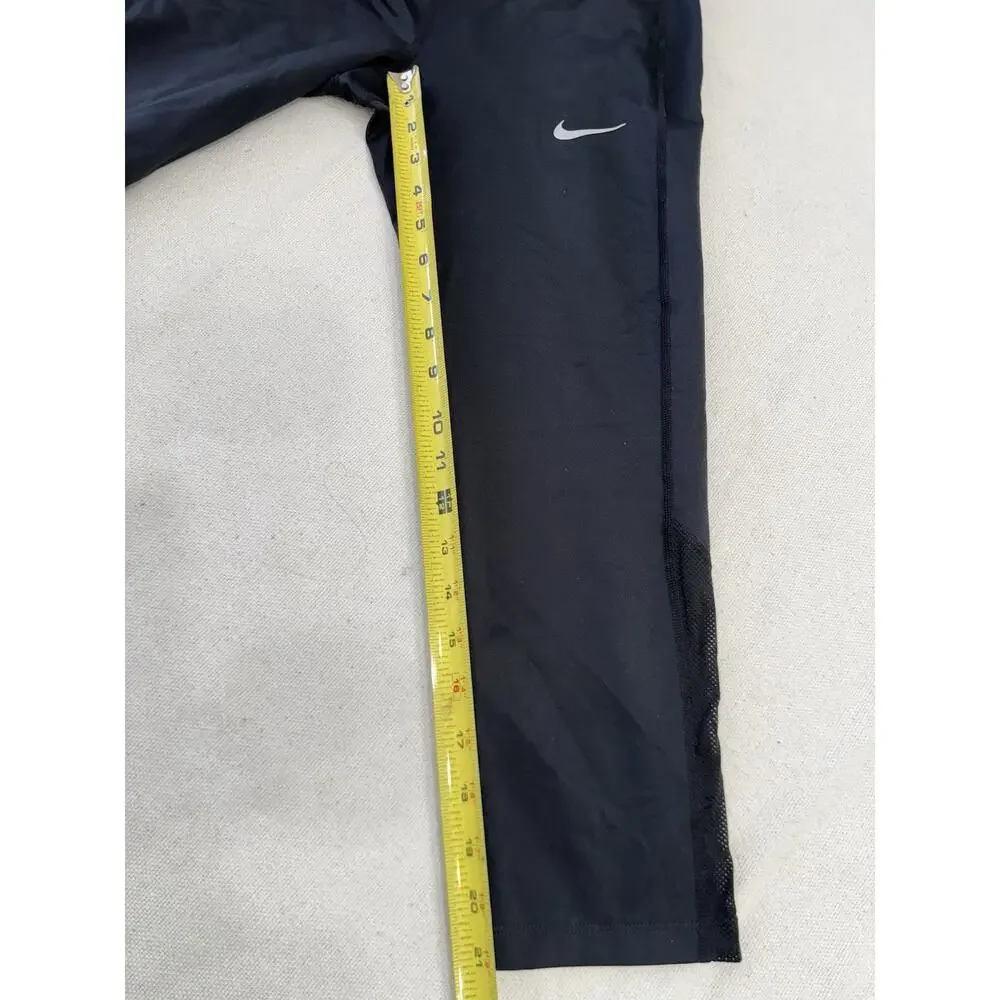 Nike Pants Women's Size M Black Activewear Capri Dri-Fit Leggings Zip Pocket